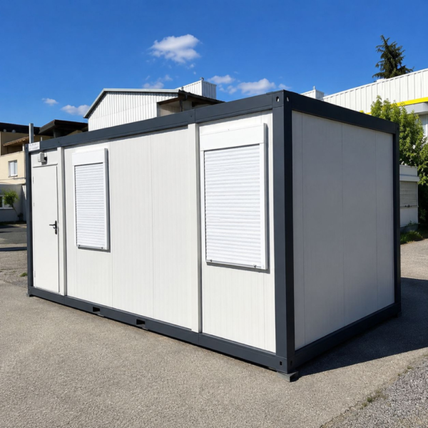Oficina de obra de 17 m² con persianas enrollables Oficina de obra de 17 m² con persianas enrollables